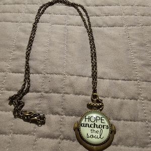 Antique Bronze Inspirational Necklace with Anchor Design (Hope Anchors The Soul)